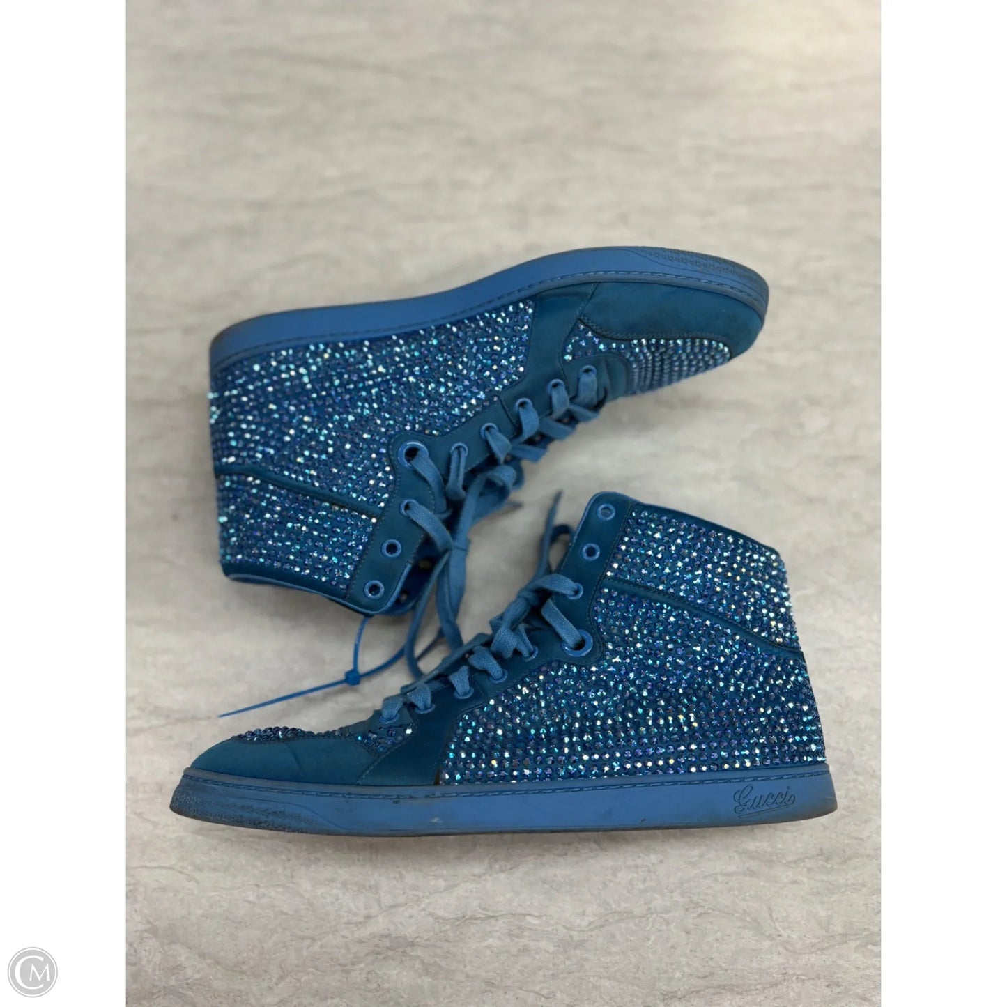 Shoes Luxury Designer By Gucci In Blue, Size: 10.5