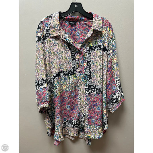Top Long Sleeve By Jones And Co In Floral Print, Size: 2x