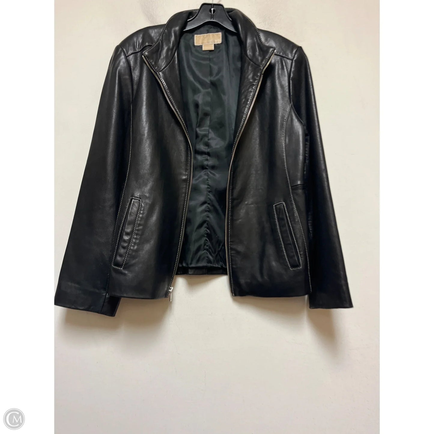 Jacket Leather By Michael By Michael Kors In Black, Size: L
