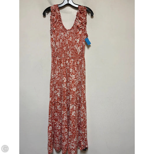 Dress Casual Midi By Lucky Brand In Orange & White, Size: M