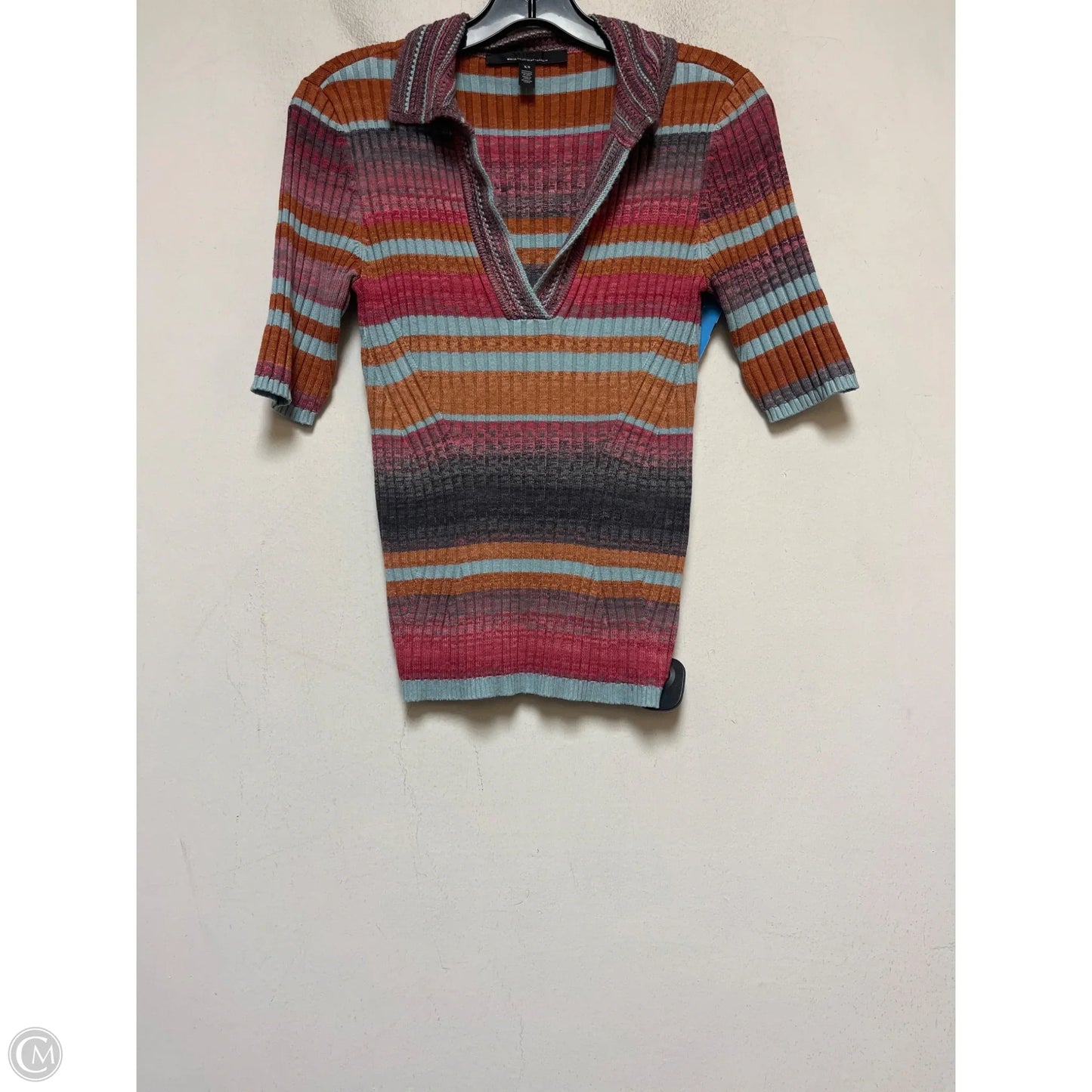 Top Short Sleeve By White House Black Market In Striped Pattern, Size: Xs