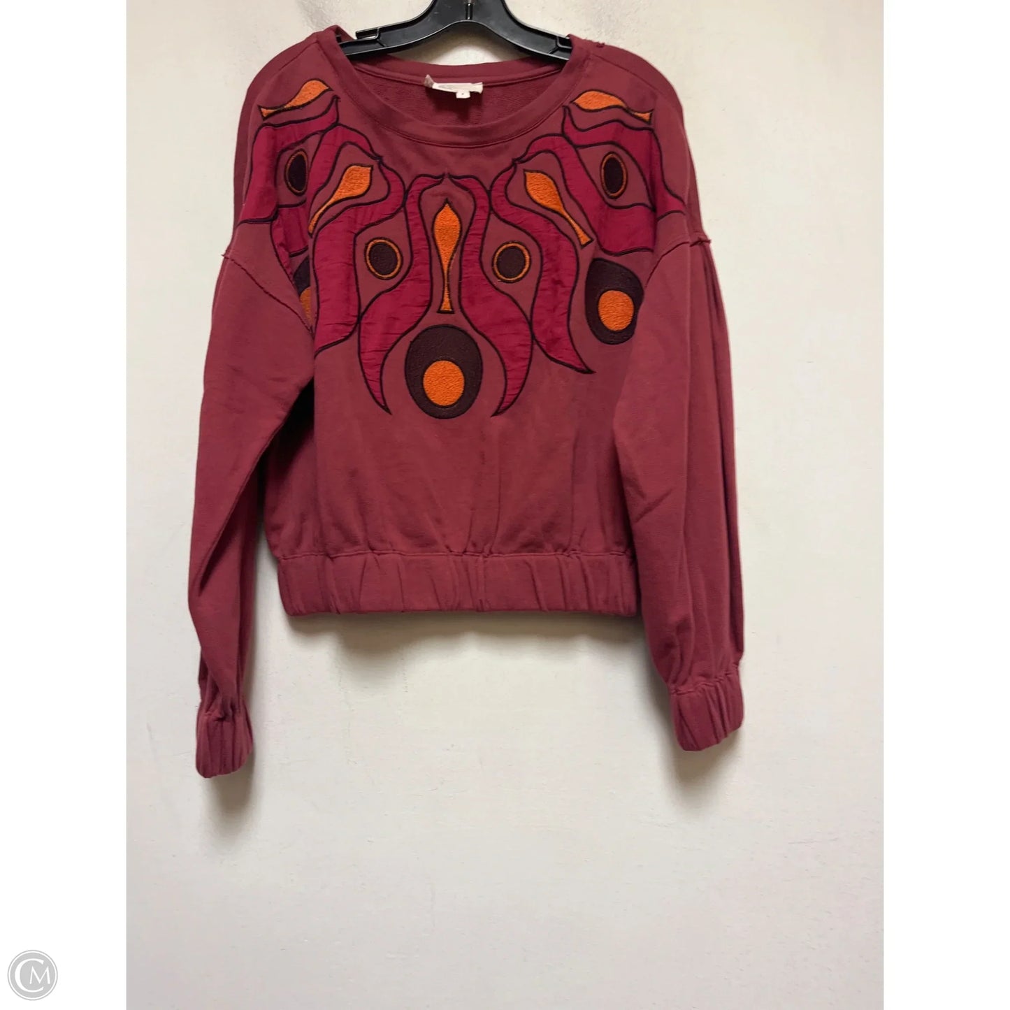 Top Long Sleeve By Anthropologie In Orange & Red, Size: S