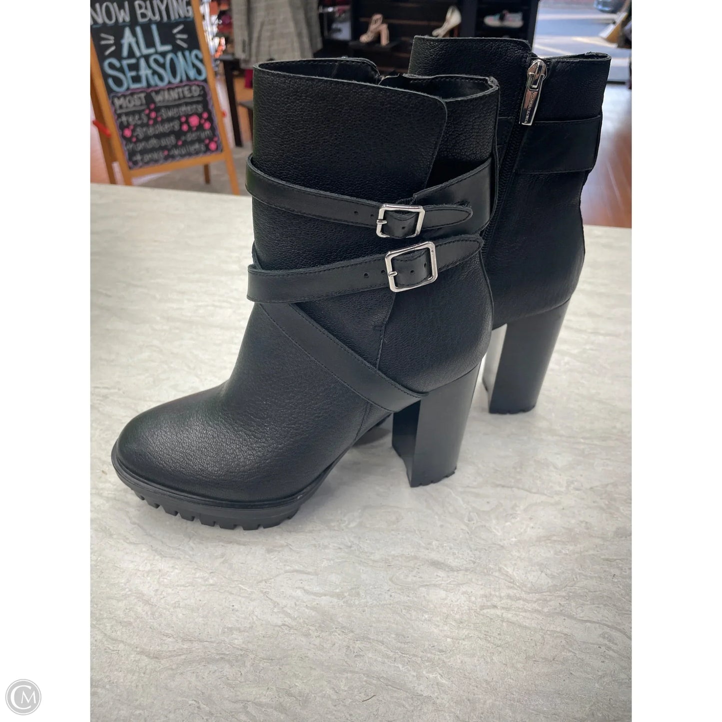 Boots Ankle Heels By Vince Camuto In Black, Size: 7.5