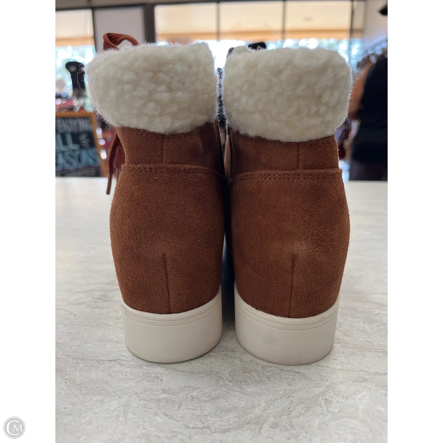 Boots Ankle Flats By Steve Madden In Brown & White, Size: 8