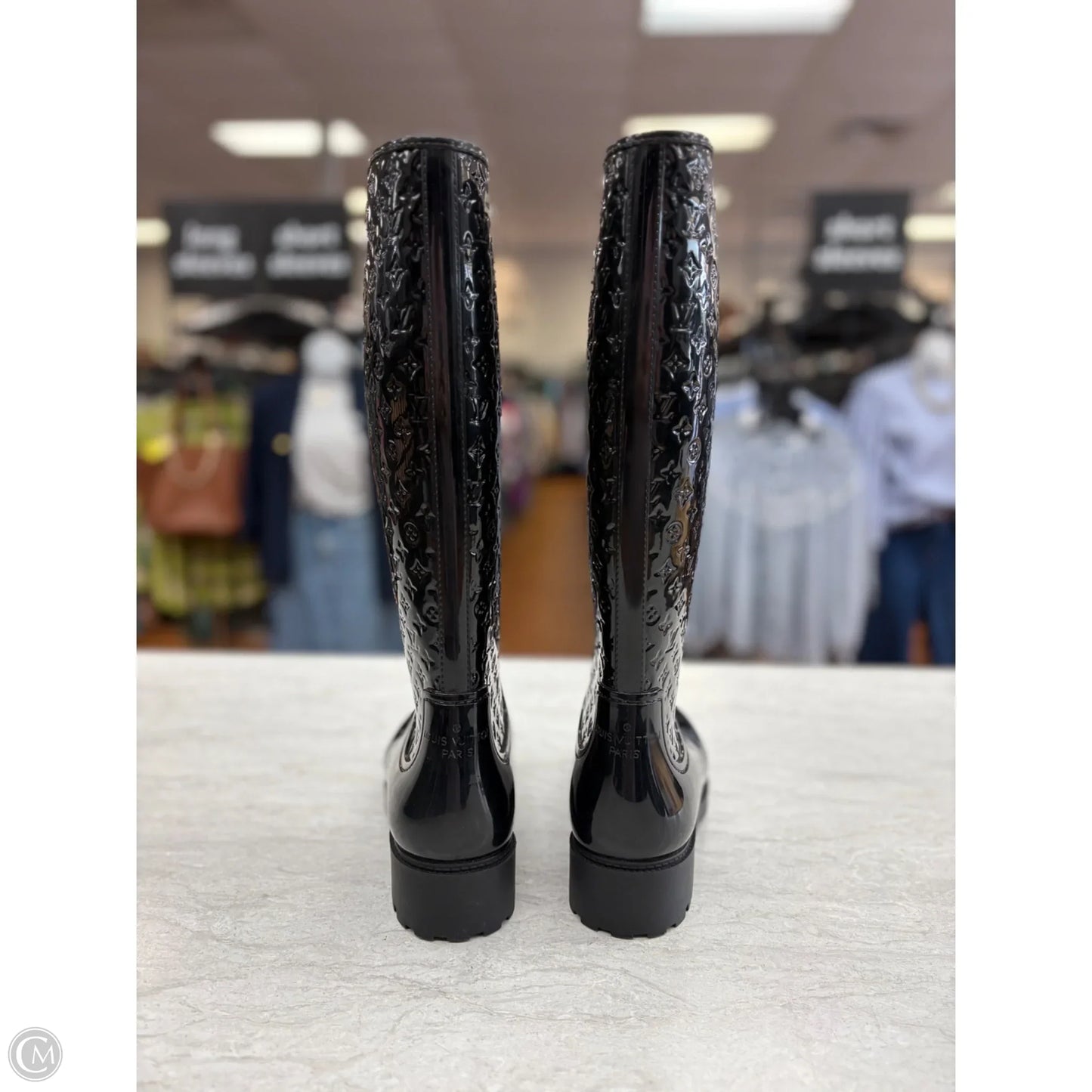 Boots Luxury Designer By Louis Vuitton In Black, Size: 7