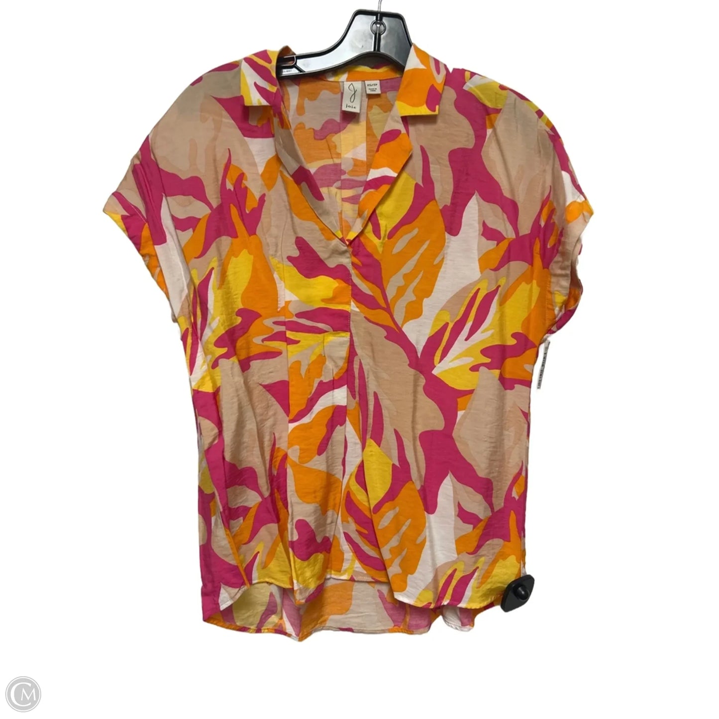 Top Short Sleeve By Joie In Orange & Pink, Size: Xs