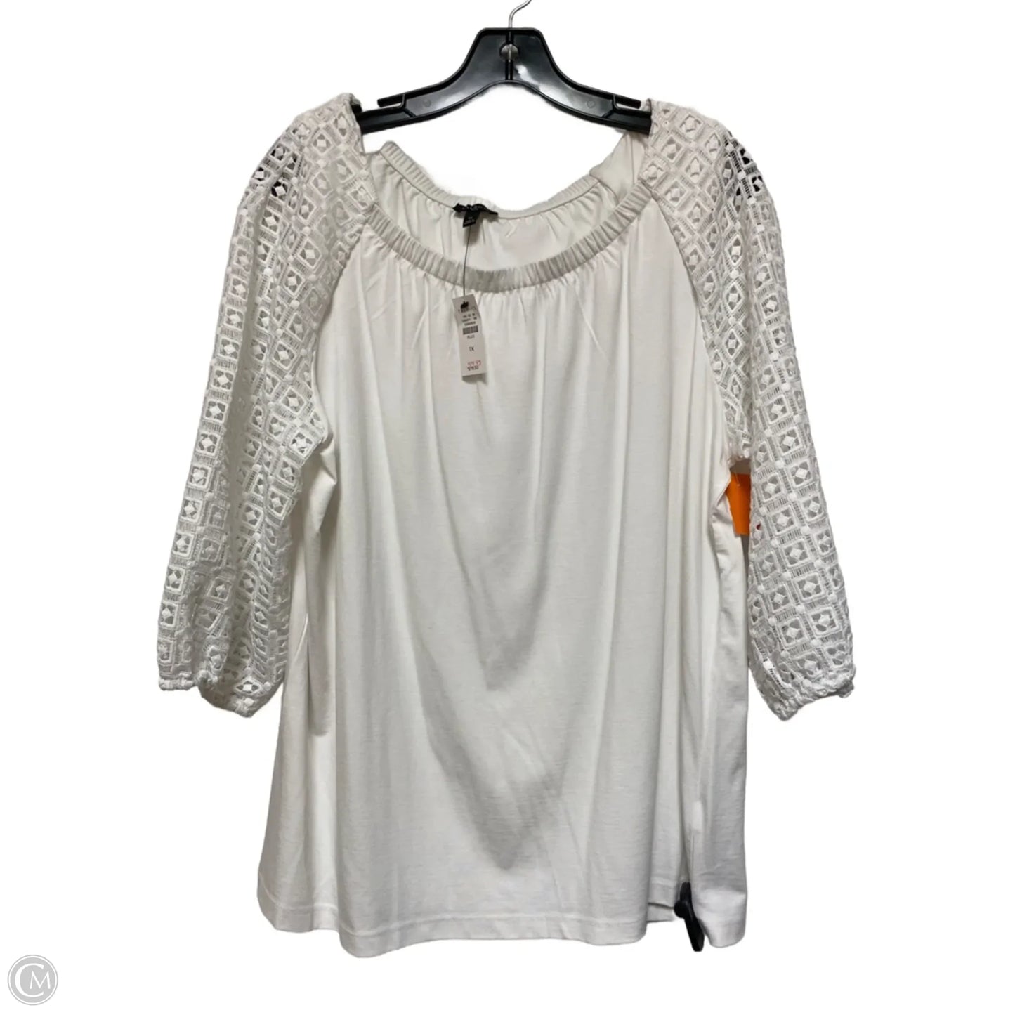 Top Short Sleeve By Talbots In White, Size: 1x