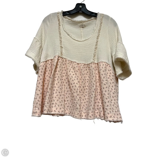 Top Short Sleeve By Pol In Cream & Pink, Size: S