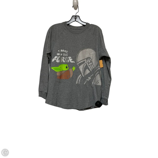 Top Long Sleeve Basic By Disney In Grey, Size: S