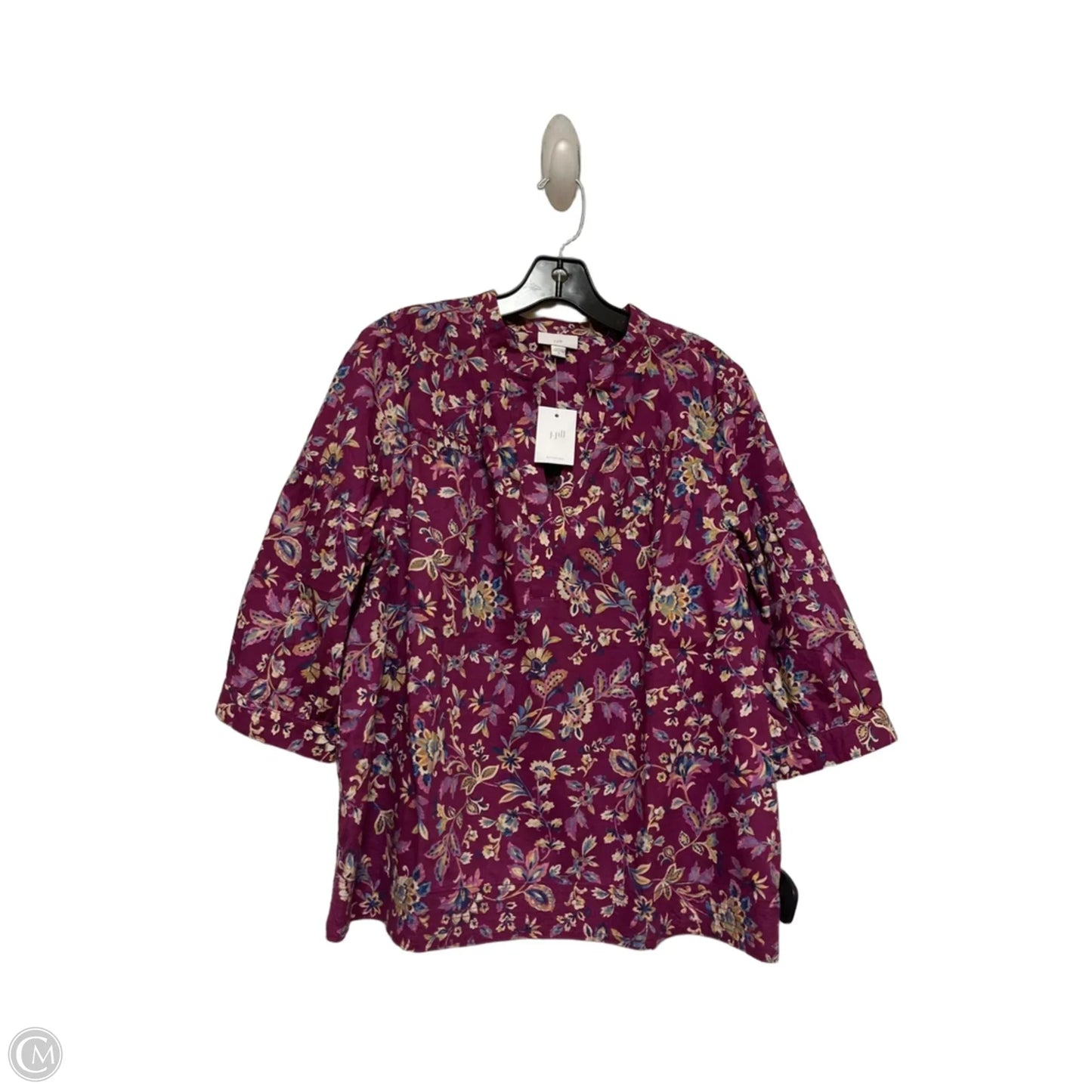 Top Short Sleeve By J. Jill In Floral Print, Size: M