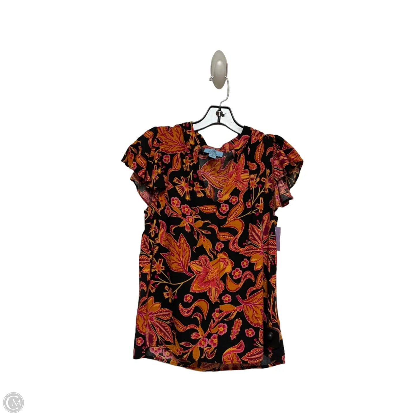Top Short Sleeve By Cece In Black & Orange, Size: Xs