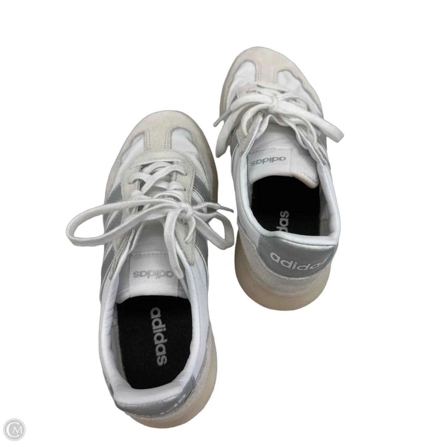 Shoes Sneakers By Adidas In Silver & White, Size: 6