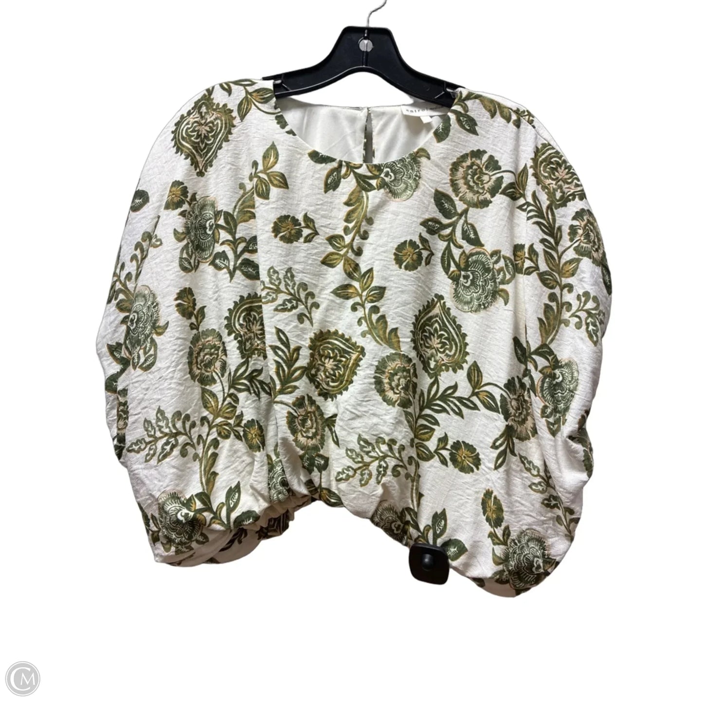Top Short Sleeve By Entro In Cream & Green, Size: M