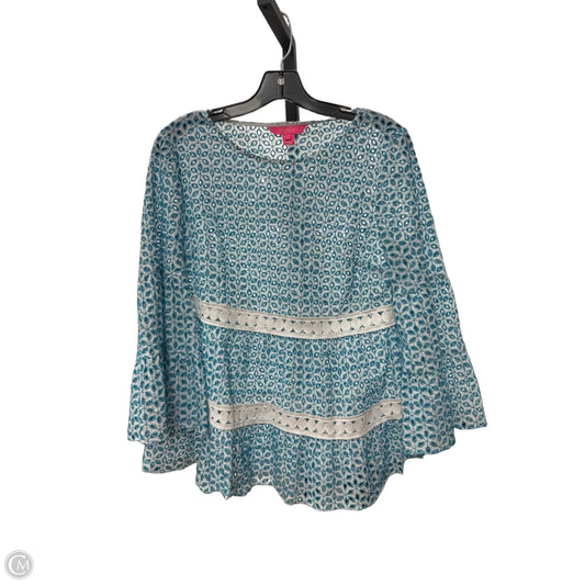 Top Long Sleeve Designer By Lilly Pulitzer In Blue & White, Size: S