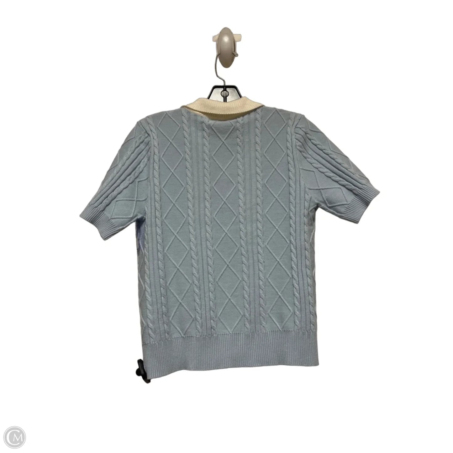Top Short Sleeve By Love In Blue & Cream, Size: L