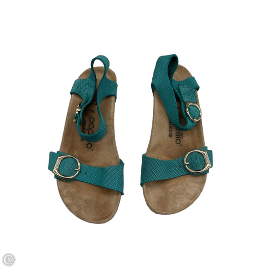 Sandals Heels Wedge By Birkenstock In Blue & Tan, Size: 6
