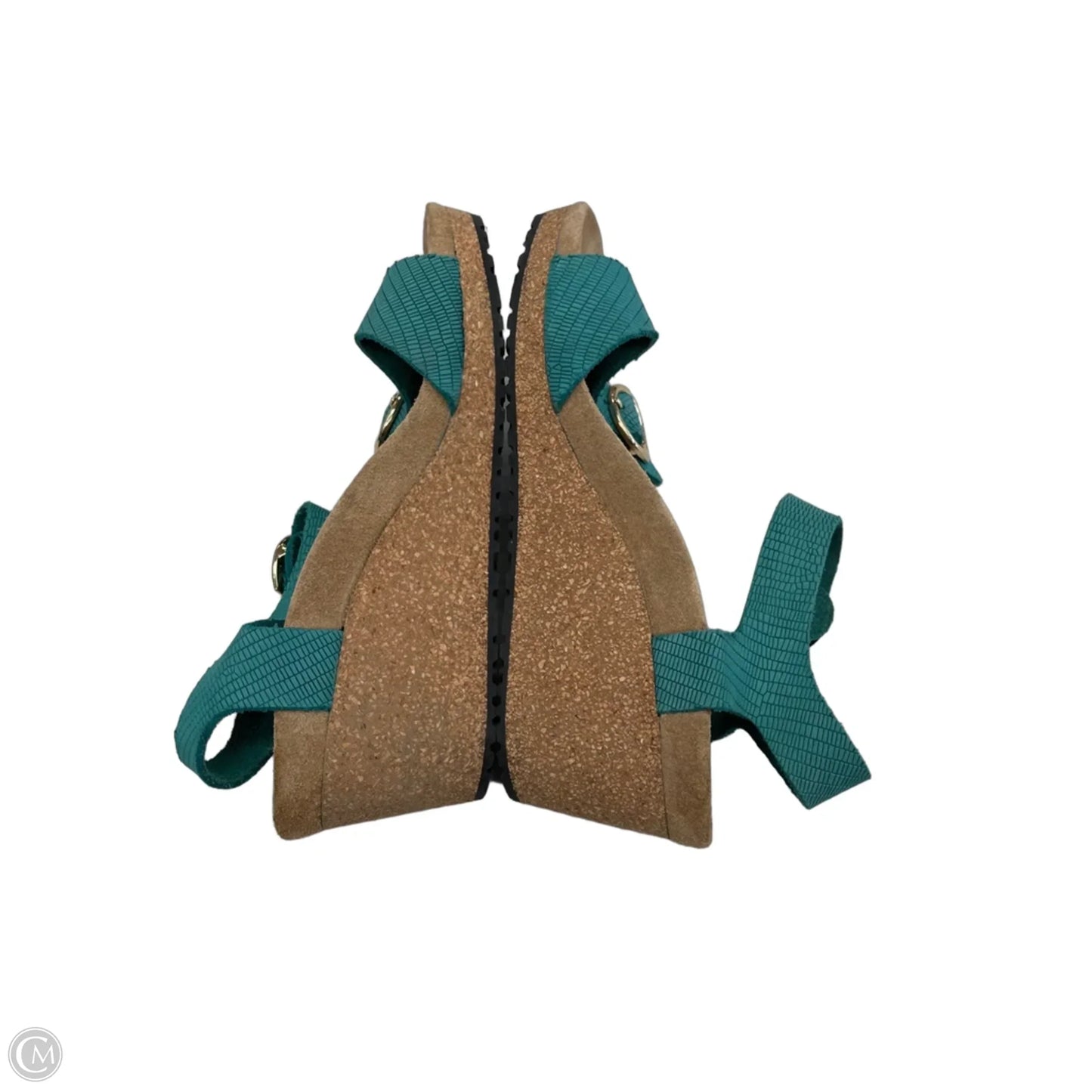 Sandals Heels Wedge By Birkenstock In Blue & Tan, Size: 6
