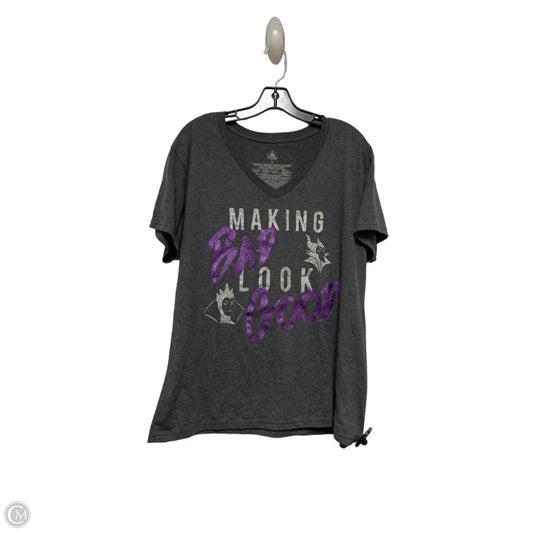 Top Short Sleeve Basic By Disney Store In Grey & Purple, Size: 2x