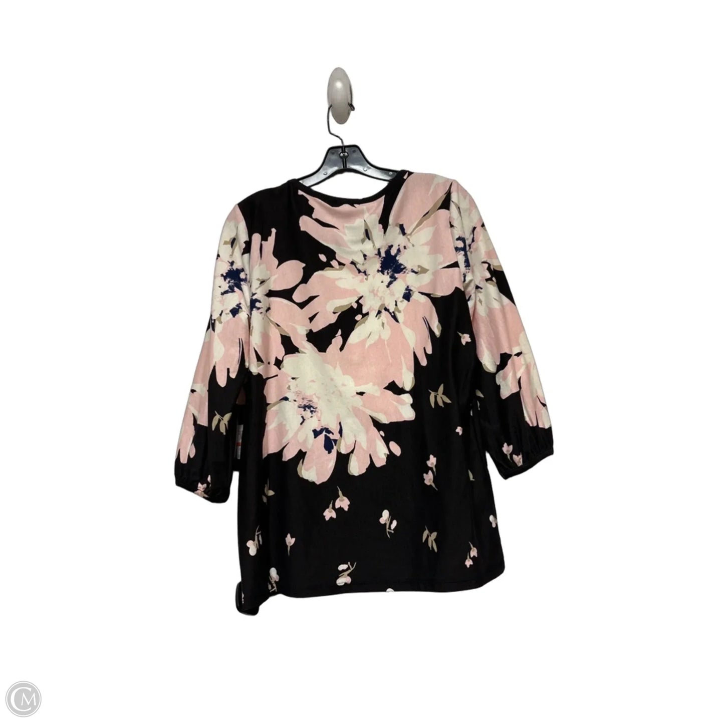 Top Long Sleeve By Jones New York In Black & Pink, Size: S