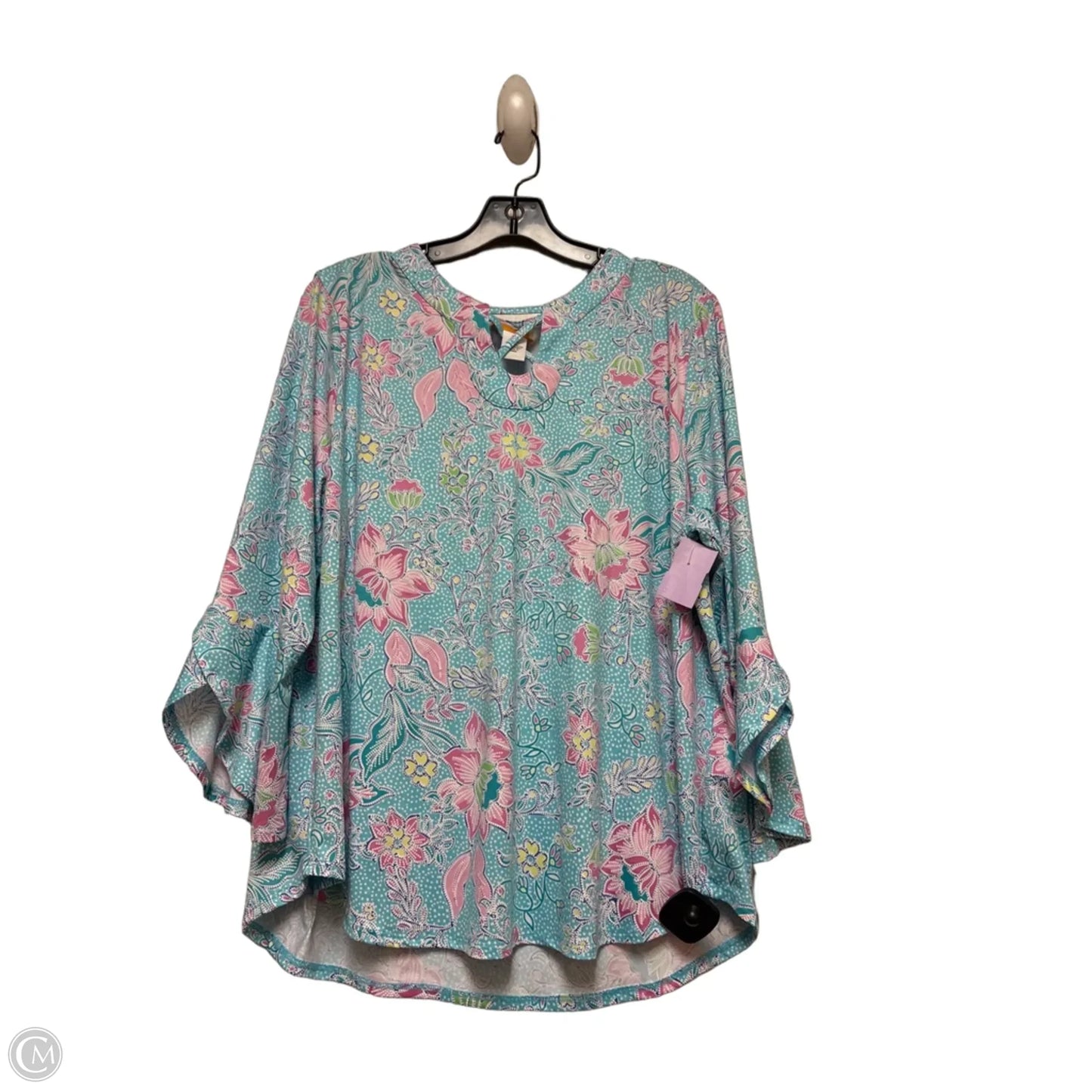 Top Short Sleeve By Ruby Rd In Blue & Pink, Size: Xlp