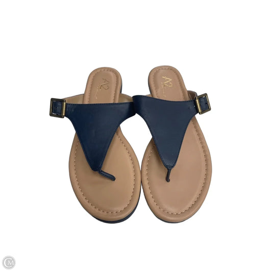 Sandals Flats By Aerosoles In Blue & Tan, Size: 8.5