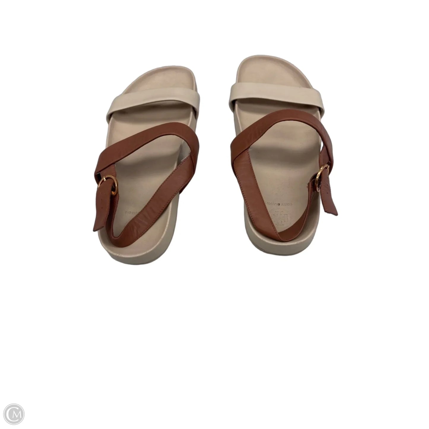 Sandals Designer By Tory Burch In Brown & Tan, Size: 9.5
