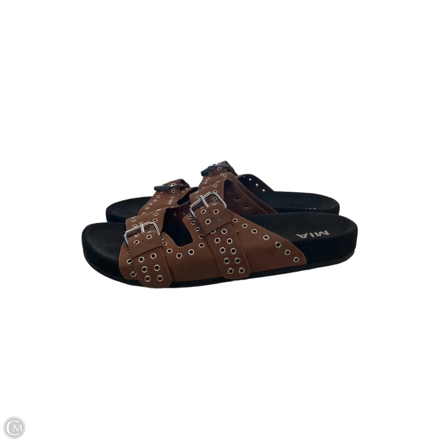 Sandals Flats By Mia In Black & Brown, Size: 11