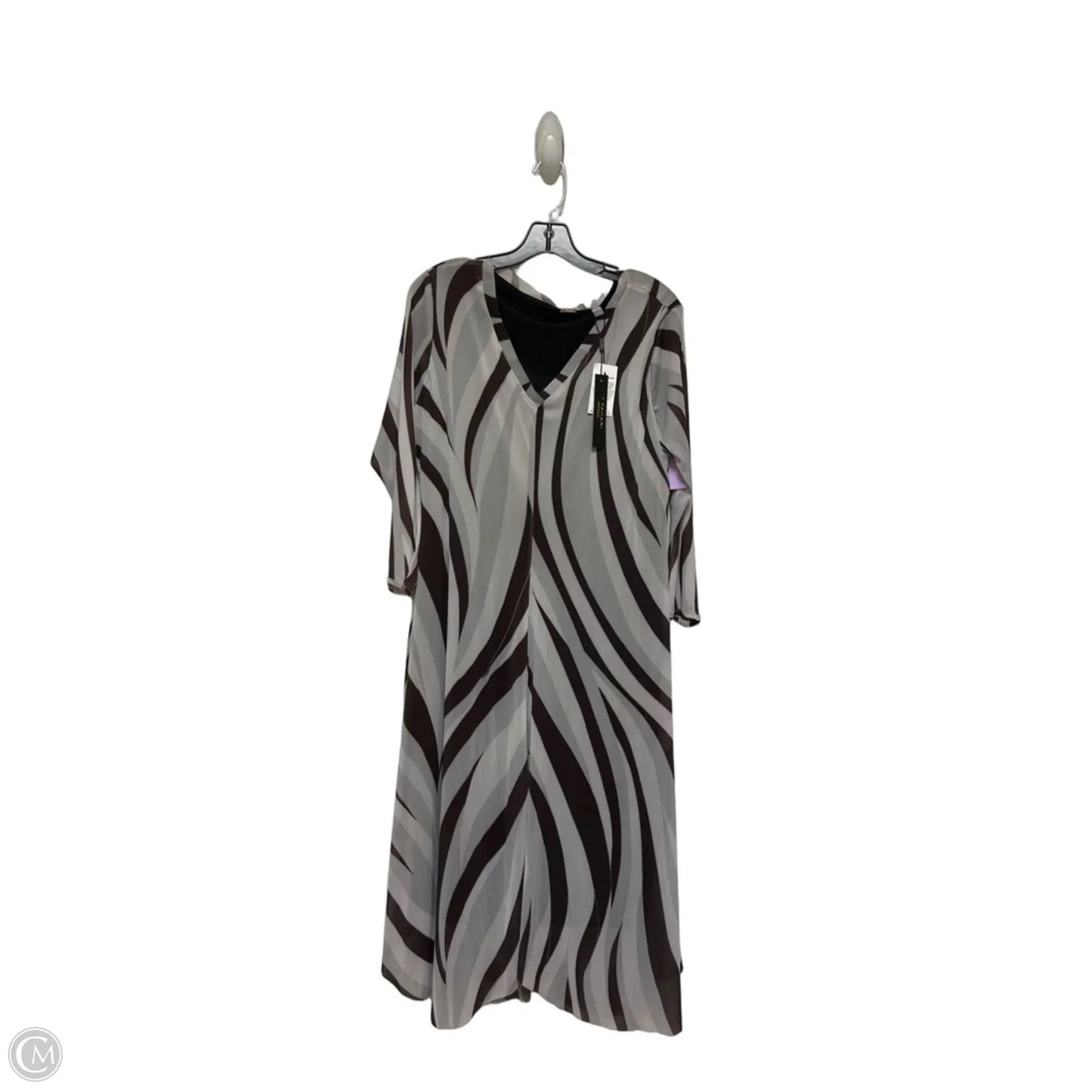 Dress Casual Midi By T Tahari In Brown & Grey, Size: L