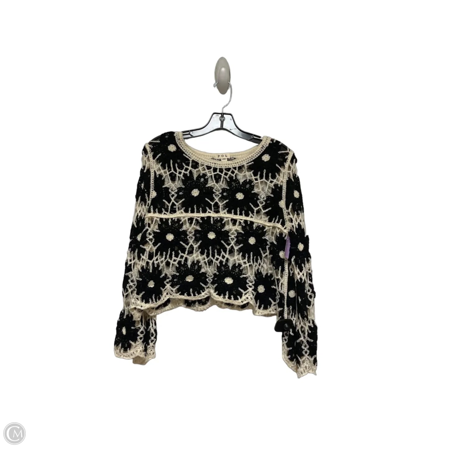 Sweater By Pol In Black & Cream, Size: Osfm