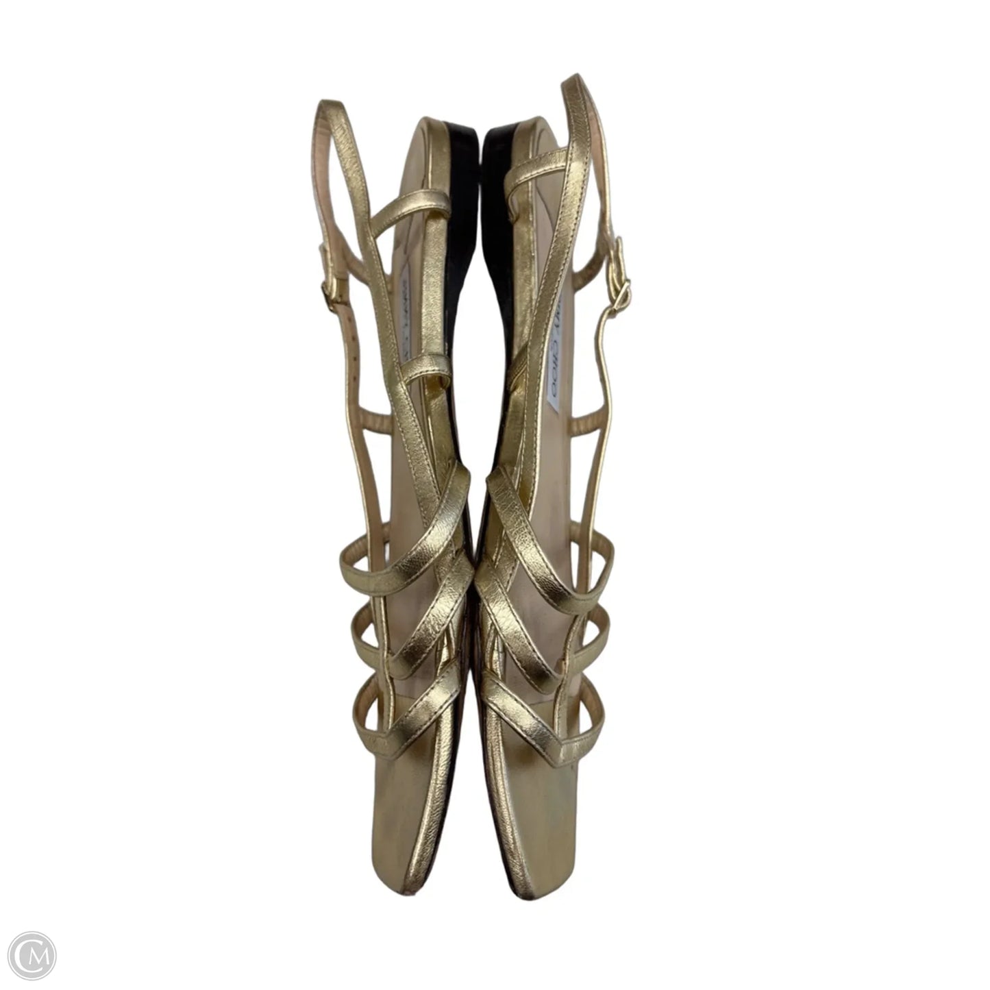 Sandals Luxury Designer By Jimmy Choo In Gold, Size: 11