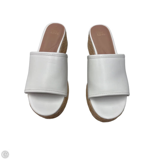 Sandals Heels Wedge By Time And Tru In Tan & White, Size: 8