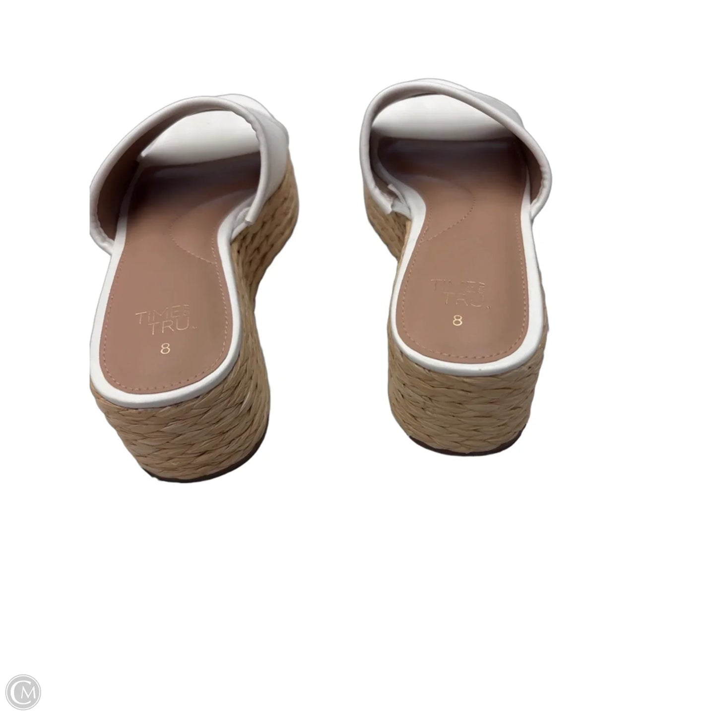 Sandals Heels Wedge By Time And Tru In Tan & White, Size: 8