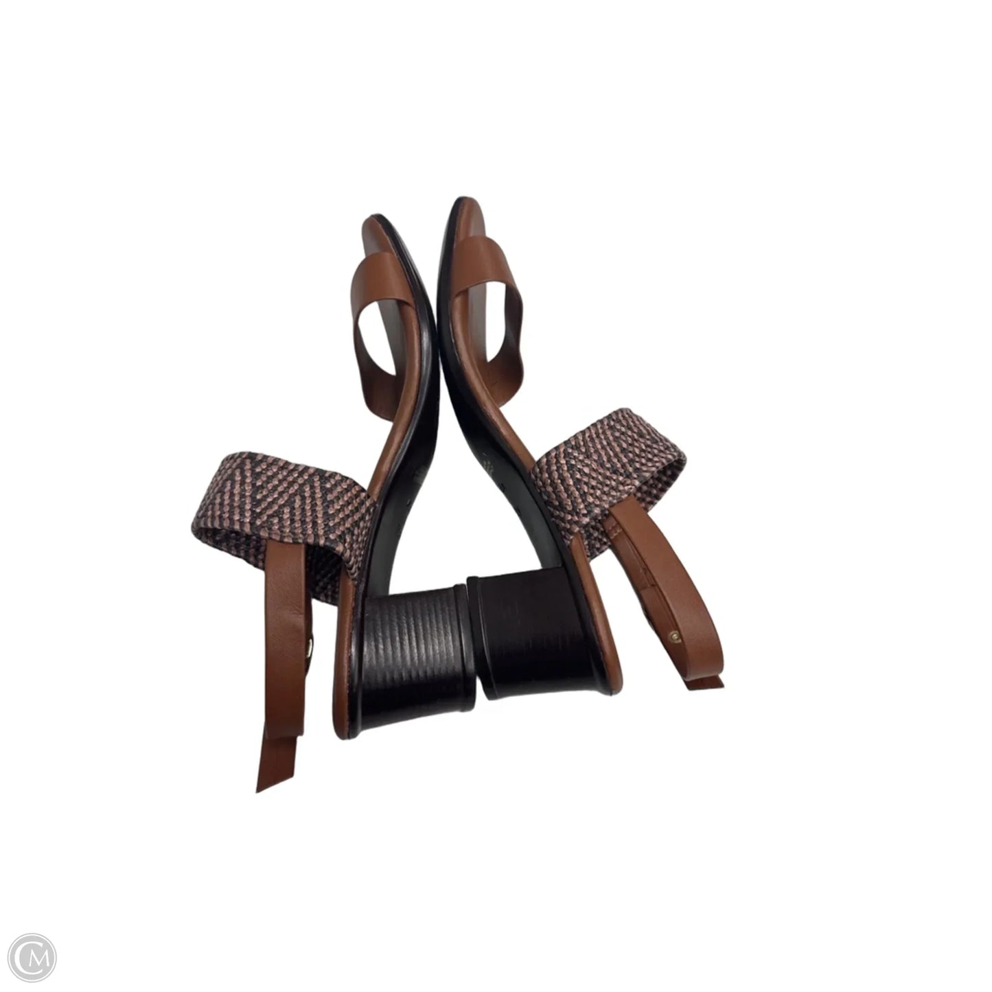 Sandals Heels Block By Italian Shoemakers In Brown, Size: 7