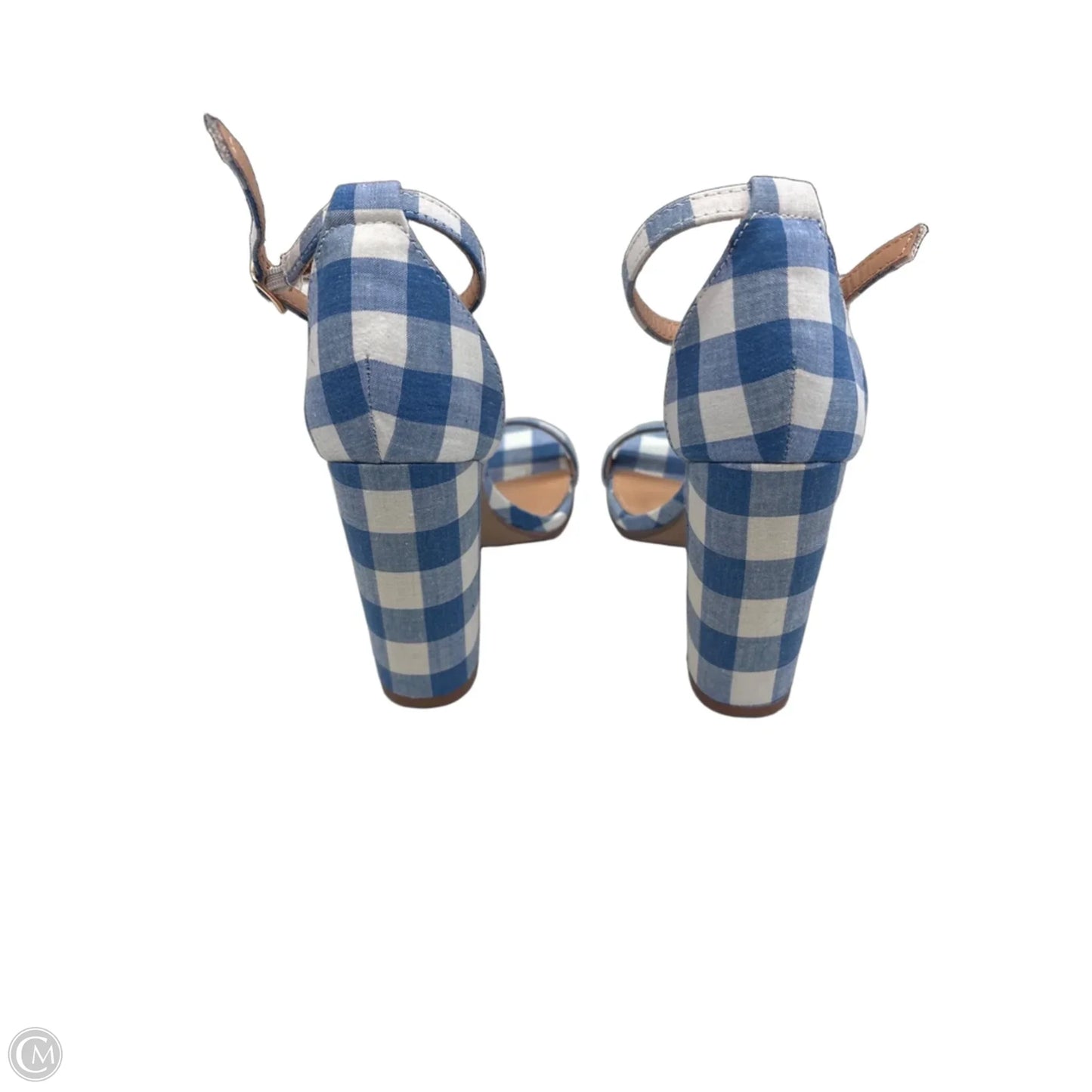 Sandals Heels Block By Jf In Plaid Pattern, Size: 5.5