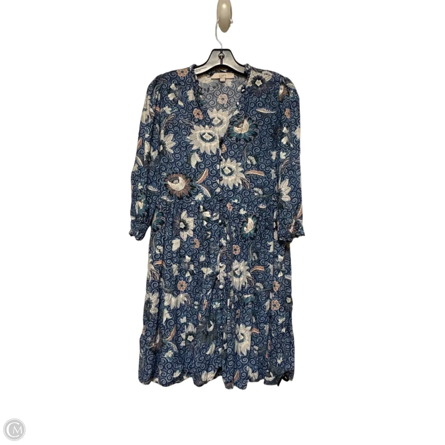 Dress Casual Short By Loft In Blue & White, Size: Xs