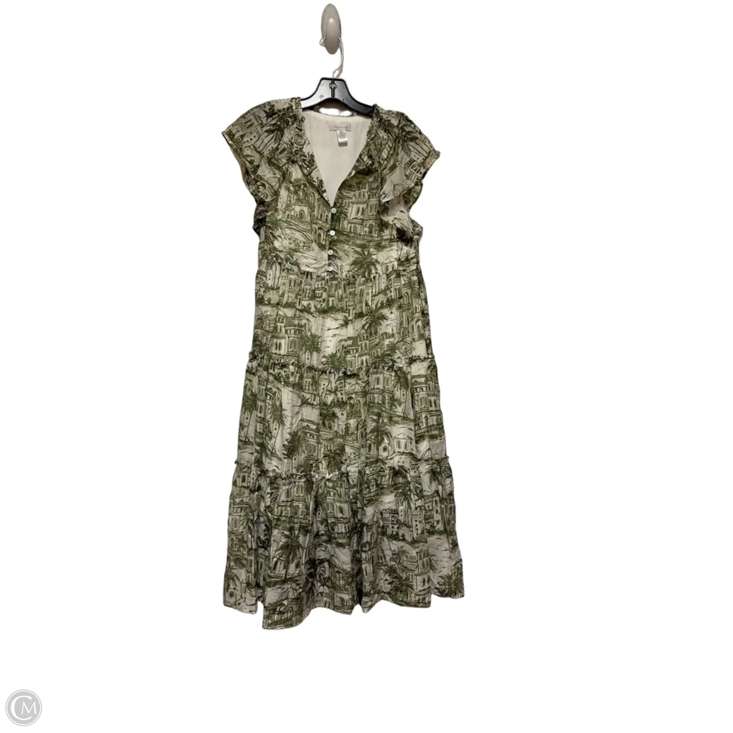 Dress Casual Midi By London Times In Cream & Green, Size: L