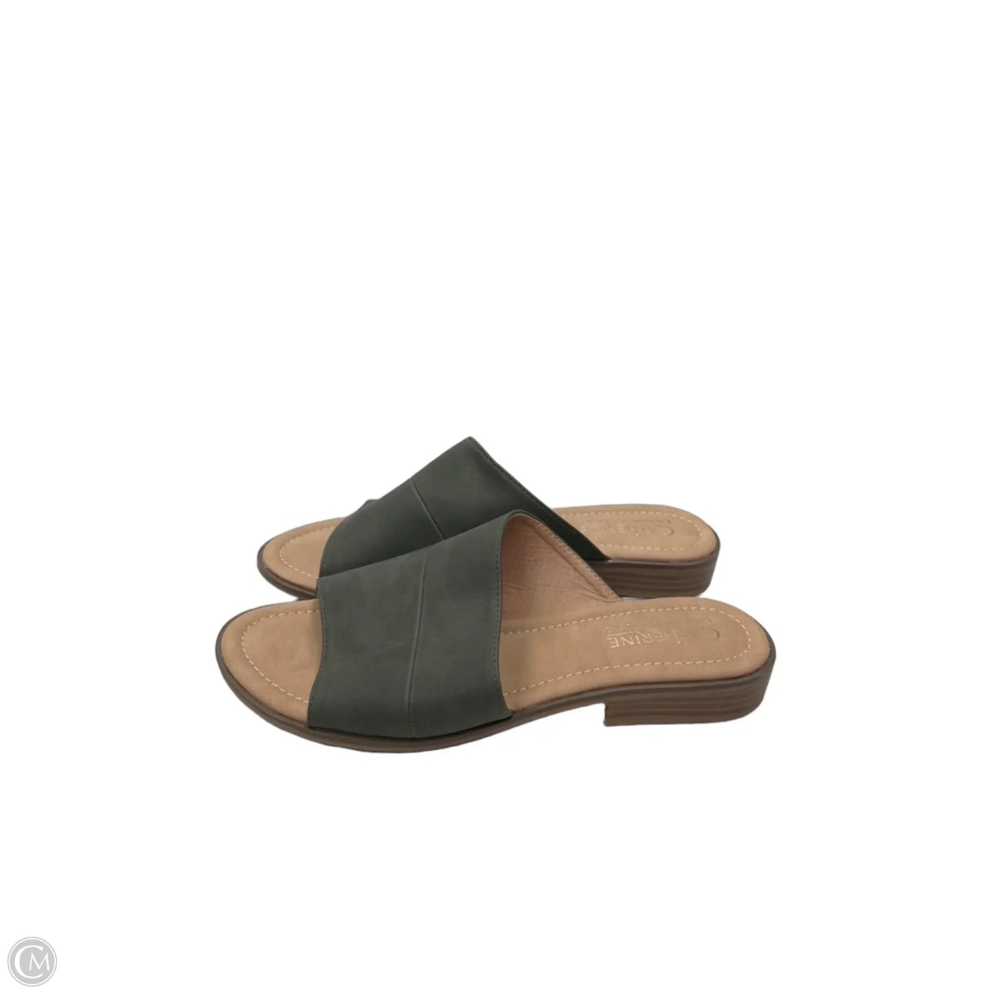 Sandals Flats By Catherine Malandrino In Green & Tan, Size: 9.5