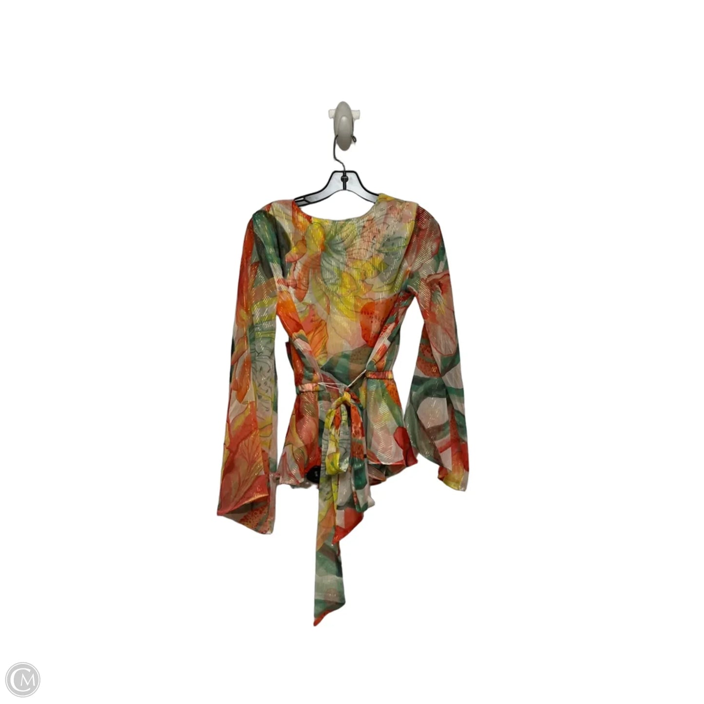 Top Long Sleeve By White House Black Market In Green & Orange, Size: S