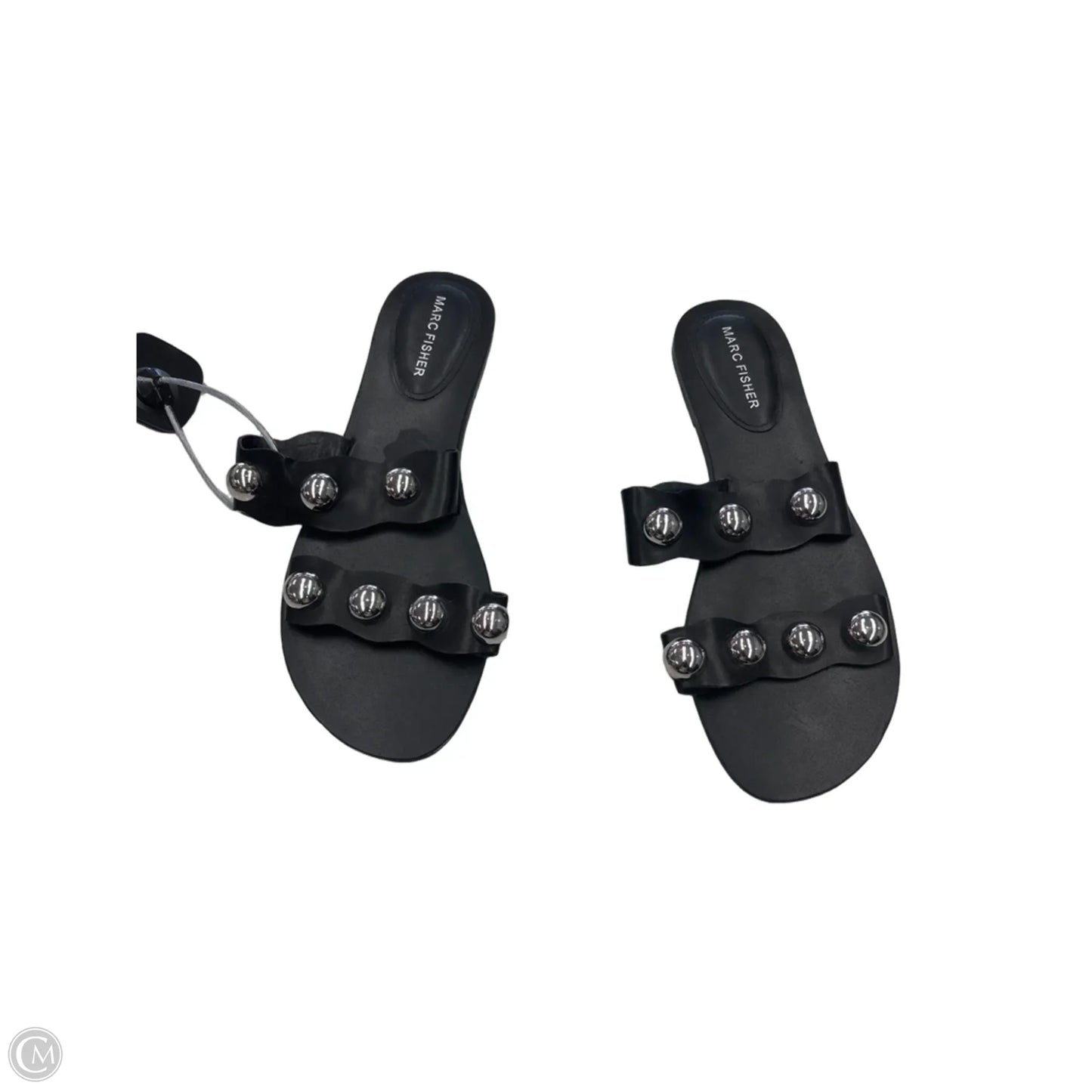 Sandals Flats By Marc Fisher In Black & Silver, Size: 8.5