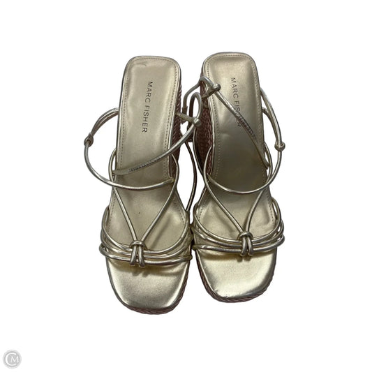 Sandals Heels Wedge By Marc Fisher In Gold, Size: 9