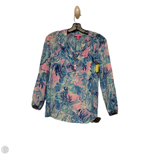Top Long Sleeve Designer By Lilly Pulitzer In Blue & Pink, Size: Xxs