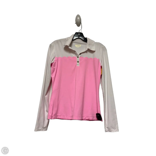Top Long Sleeve Designer By Lilly Pulitzer In Pink & White, Size: Xs