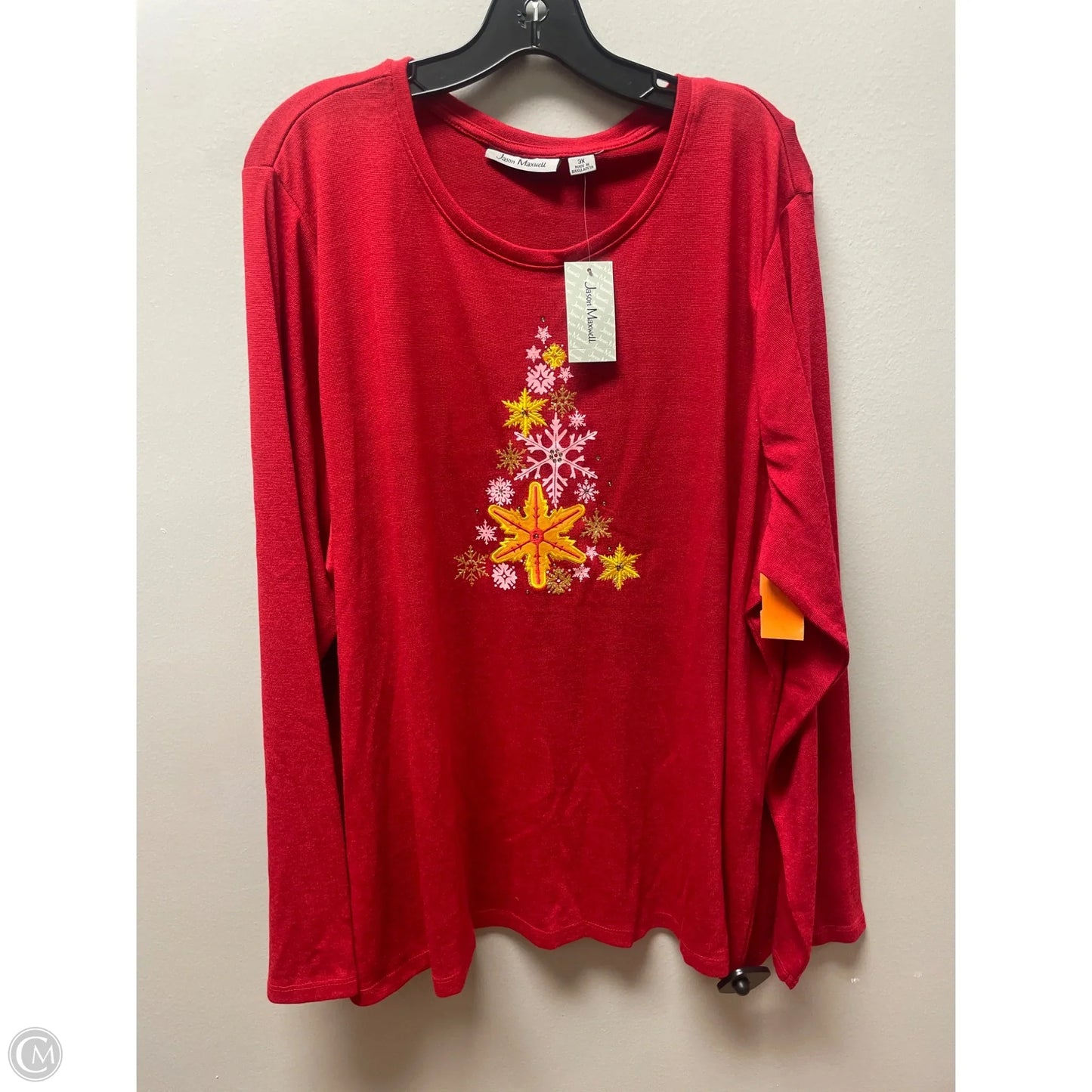 Top Long Sleeve By Jason Maxwell In Red, Size: 3x