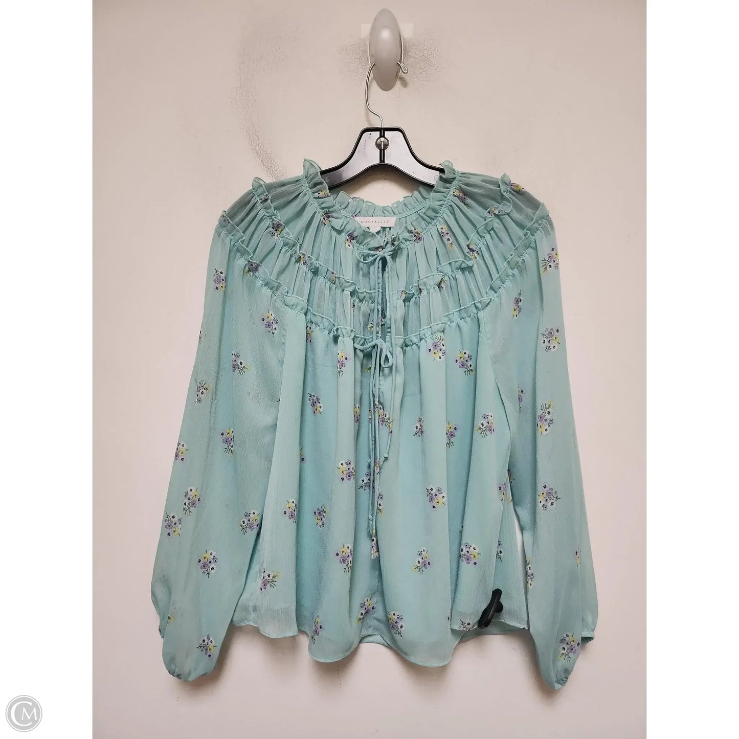 Top Long Sleeve By Socialite In Teal, Size: L