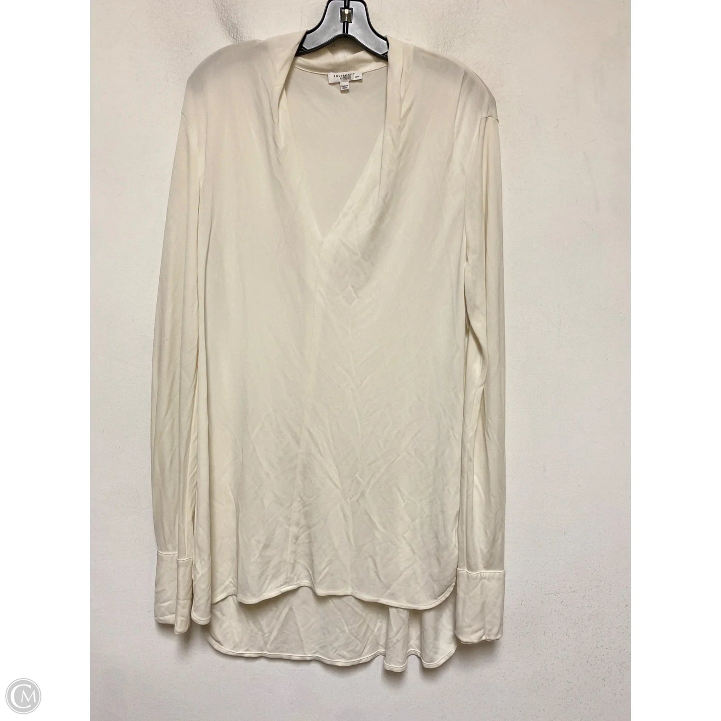 Top Long Sleeve By Equipment In Cream, Size: M