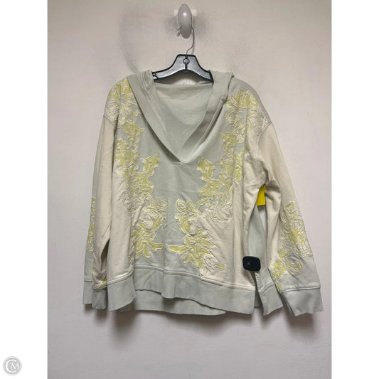 Sweatshirt Hoodie By Daily Practice By Anthropologie In Cream & Green, Size: S