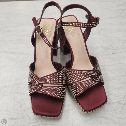 Sandals Heels Block By Vince Camuto In Maroon, Size: 9