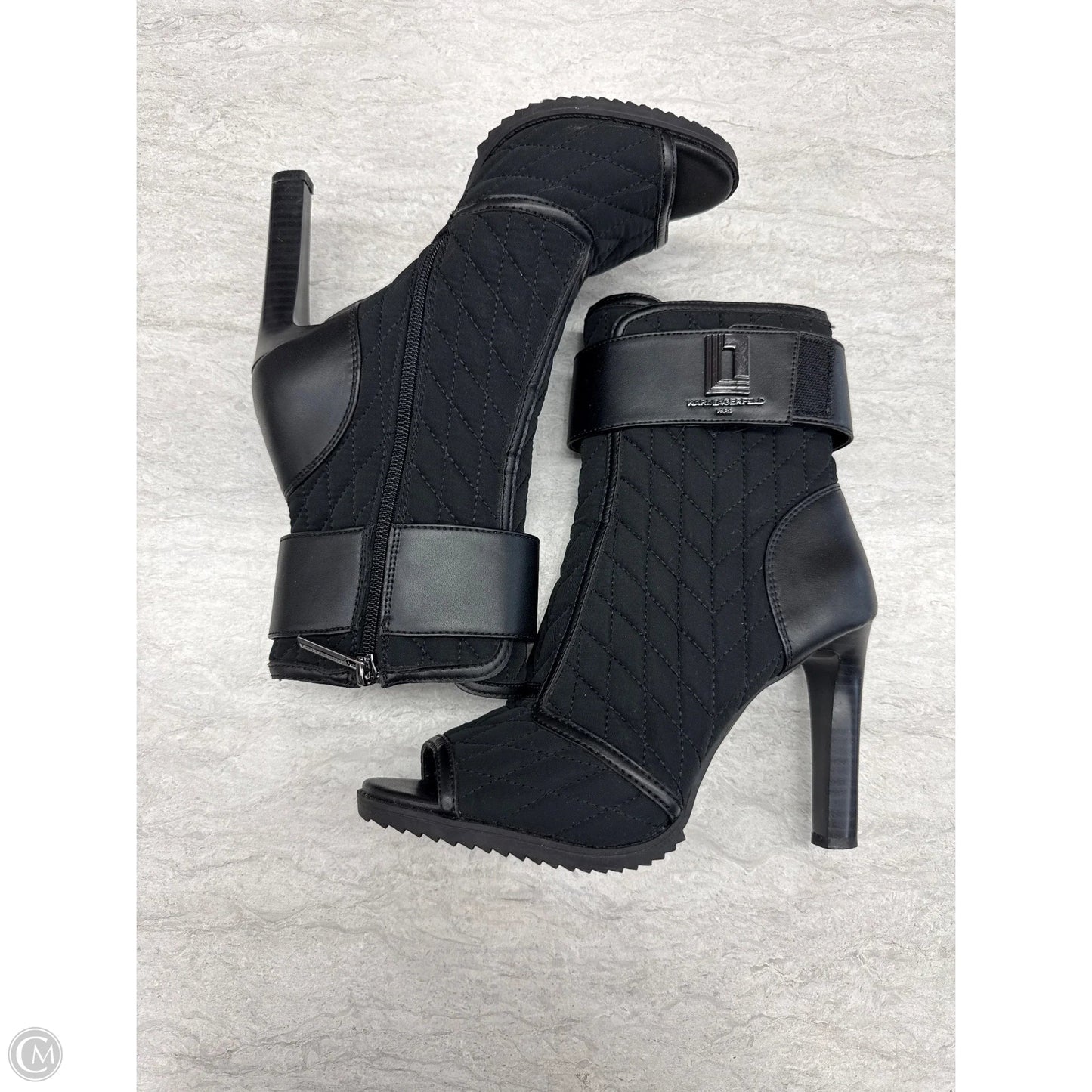 Boots Designer By Karl Lagerfeld In Black, Size: 8