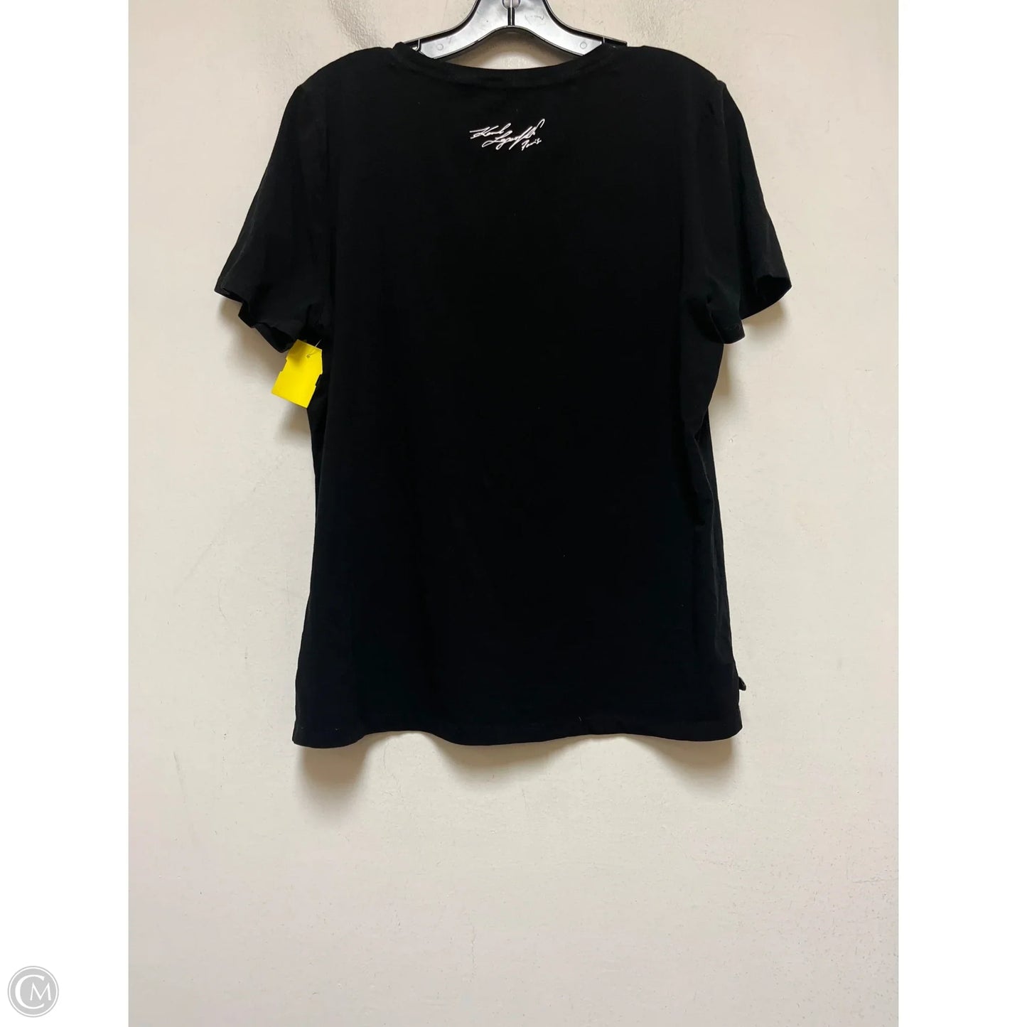 Top Short Sleeve Designer By Karl Lagerfeld In Black, Size: L