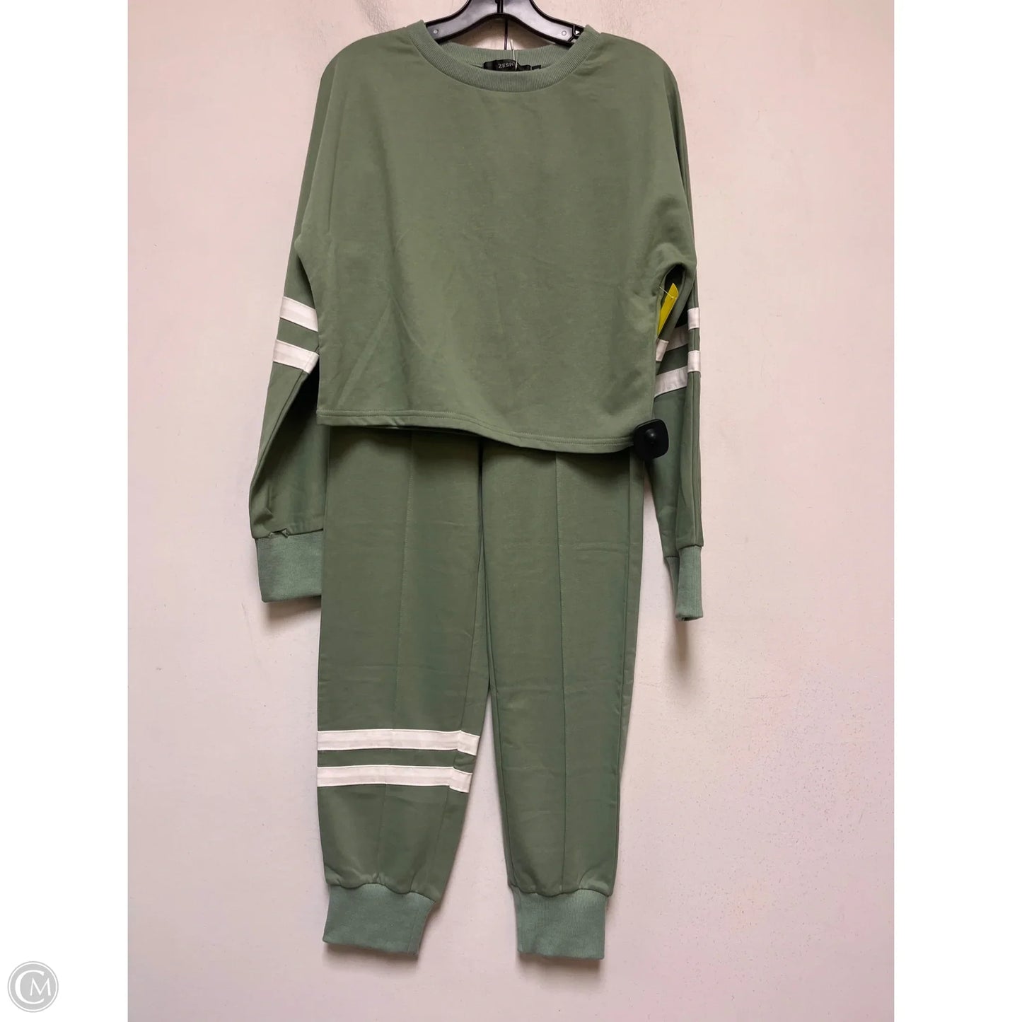 Athletic Pants 2pc By Zesica In Green & White, Size: M